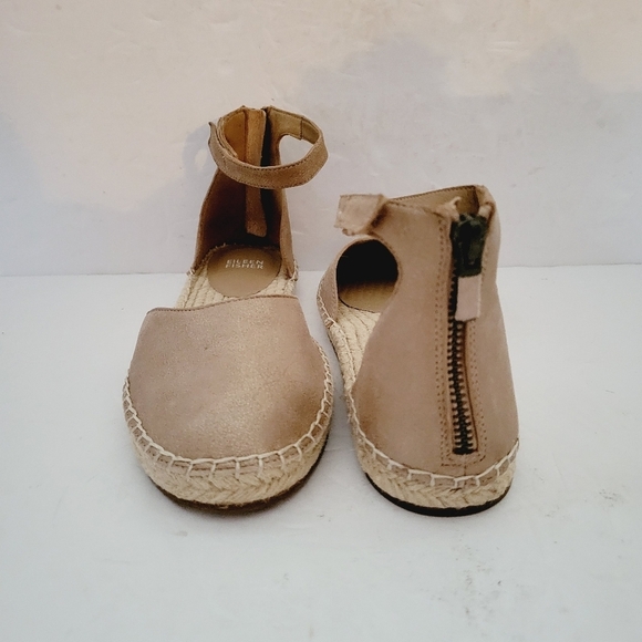 New Eileen Fisher Womens Lala Ankle Sandal 7,5 US Bronze Espadrille Flat Zip - Picture 4 of 7